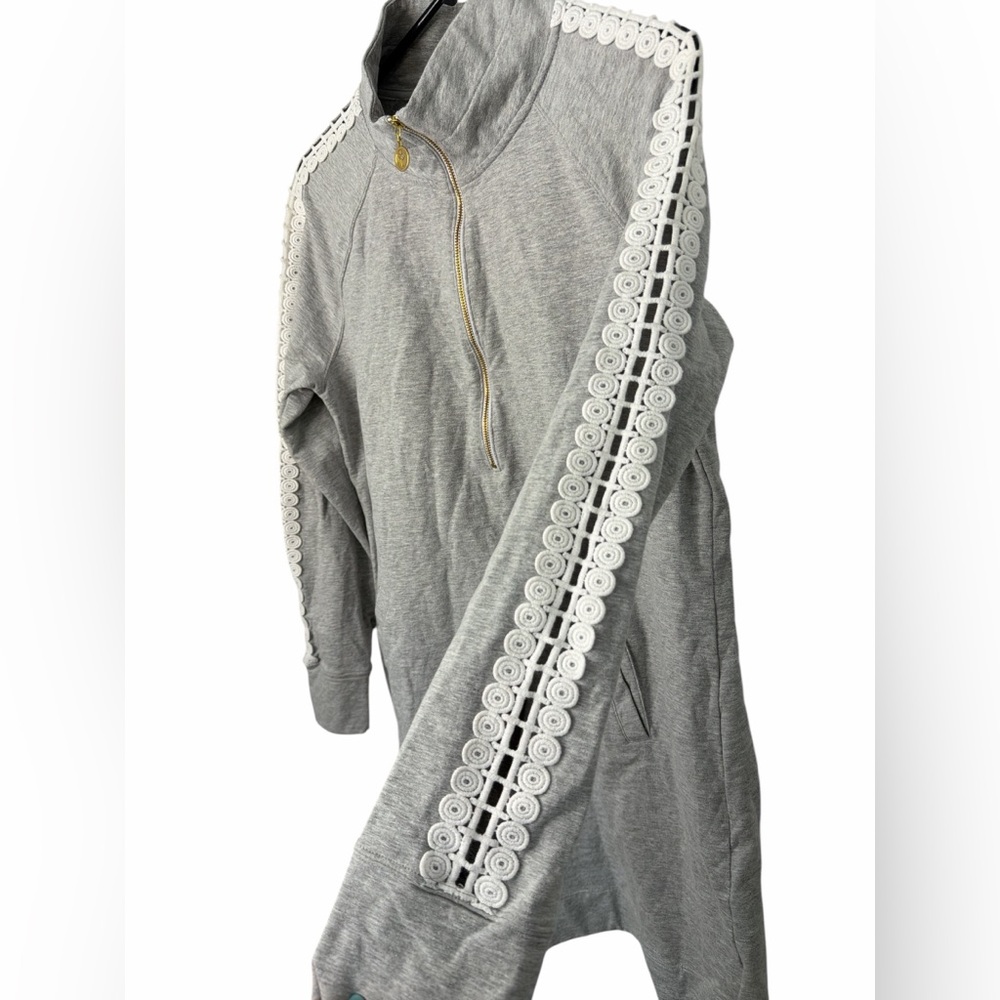 Lilly Pulitzer Gray Skipper Solid Popover Dress L… - image 3